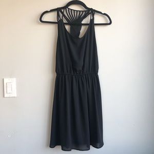 Love Tree Simple Black Dress with Braided Back Detail